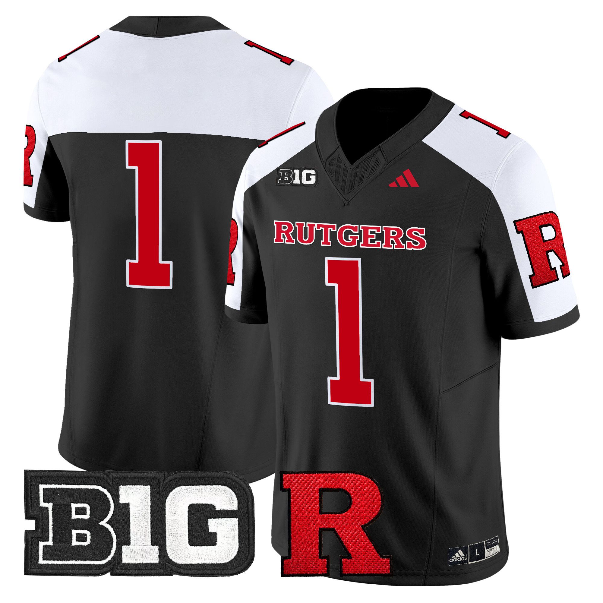 Men Rutgers Scarlet Knights #1 No Name Black 2024 Vapor Limited NCAA Jersey